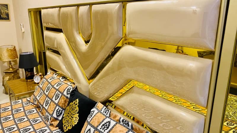 Full Room Set | Bed Set | Sofa Set | Velvet Shine Fab | Golden Black 6