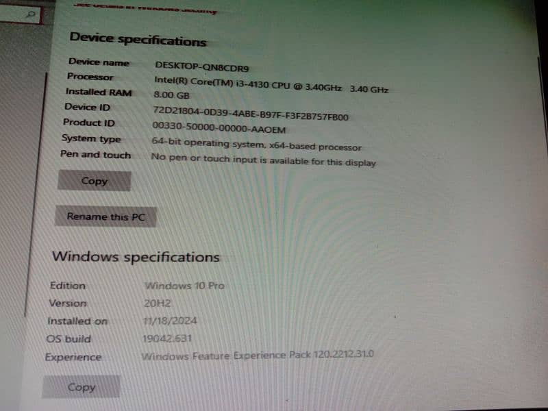 Lenovo i3 4th generation Only CPU for sell with graphic card supported 5