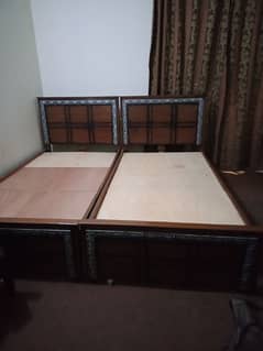 2 single modern design wooden bed