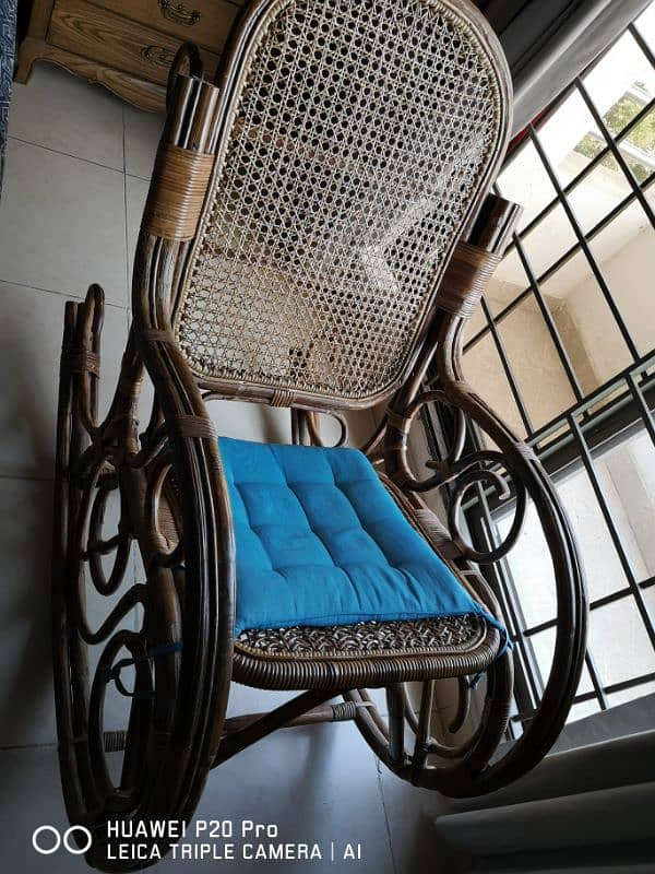 rattan and cane rocking chair in very good condition for sale 1