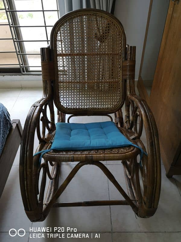 rattan and cane rocking chair in very good condition for sale 2