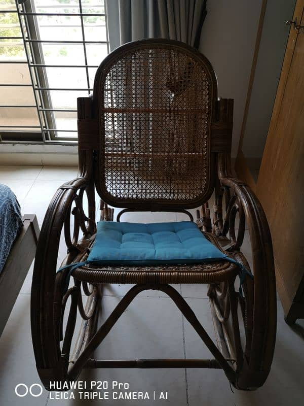 rattan and cane rocking chair in very good condition for sale 3