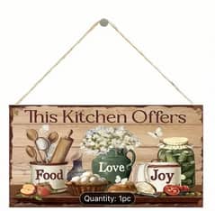 Charming Vintage Kitchen Sign with White Flowers