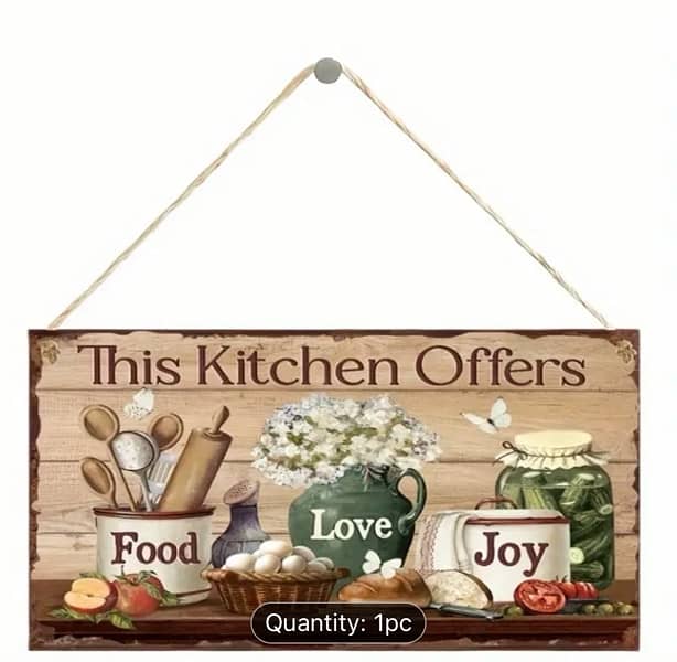 Charming Vintage Kitchen Sign with White Flowers 0