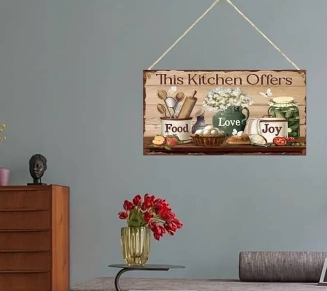 Charming Vintage Kitchen Sign with White Flowers 2