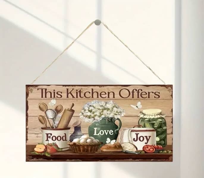 Charming Vintage Kitchen Sign with White Flowers 4