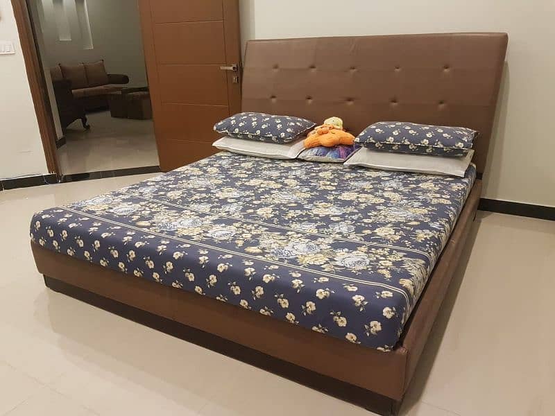 Imported bed with leather cushion. 1