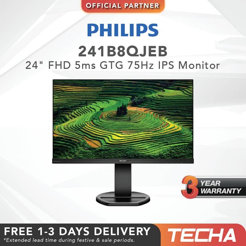 24" Inch 75Hz Philips IPS Borderless Full HD LED Monitor with Speaker 0