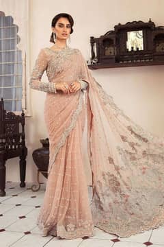 Weeding Sarree,Fully embellished net sarree Maria B