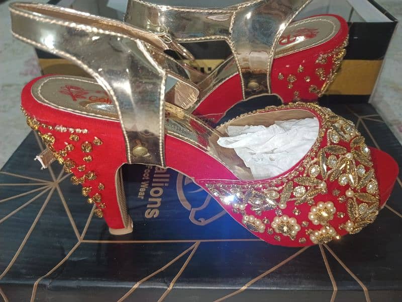 bridal heels red colour size 7 5