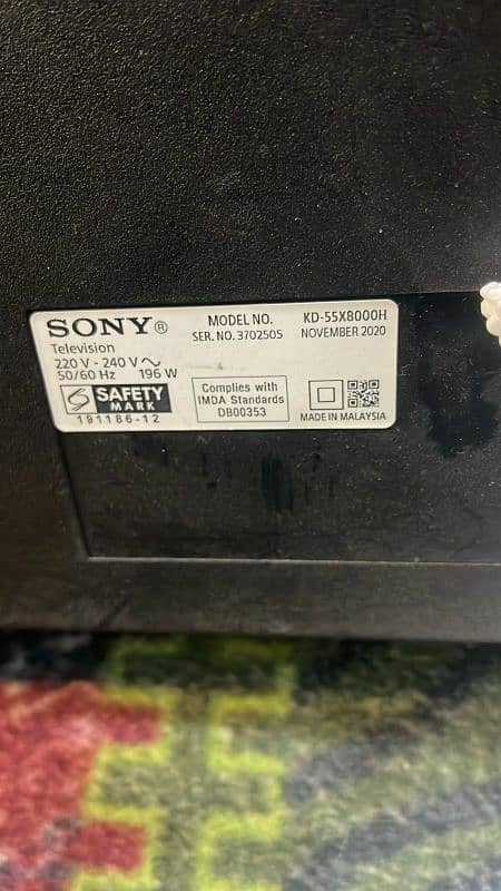 Sony tv  model number 55X8000h 10