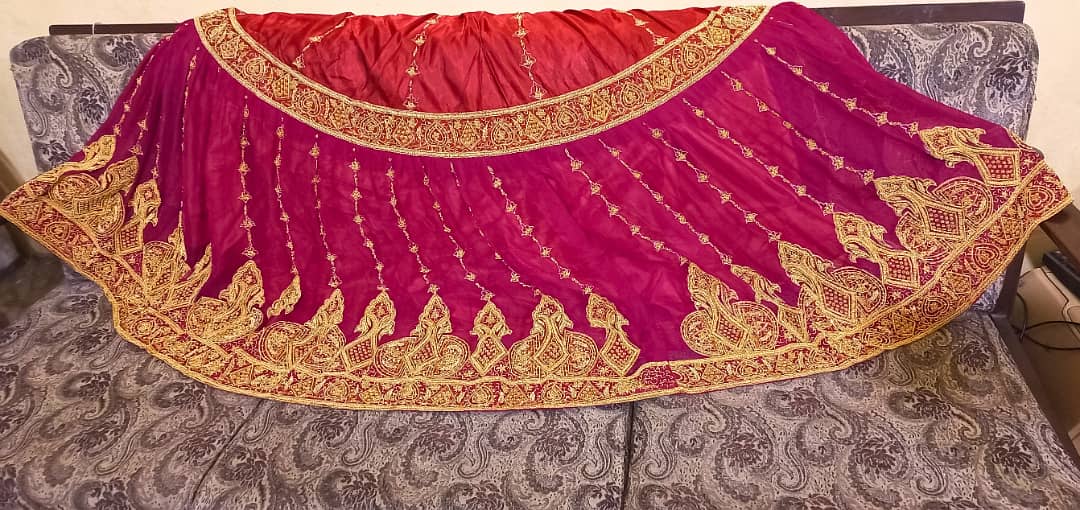 Bridal Lehnga Dress in Red & Mehroon with Golden Embroidery 1 Day used 6