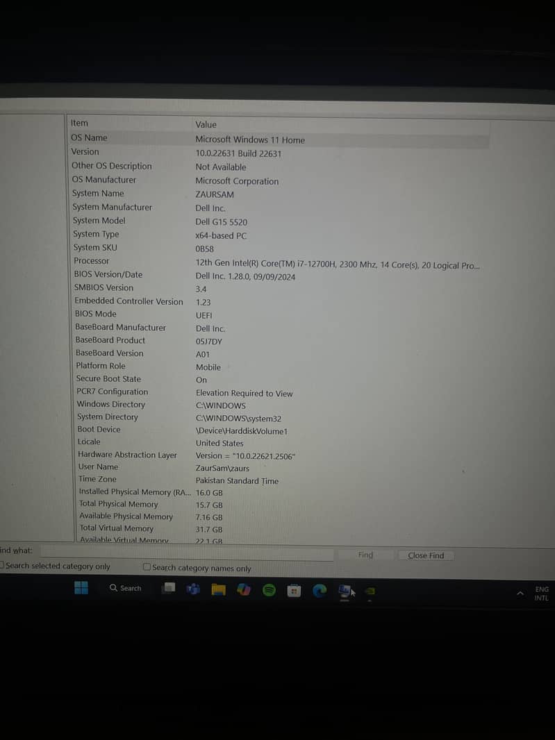 Dell G15 5520,12thGen, Intel Core i7,16GB RAM, NVIDIA RTX3060 6GB. 2