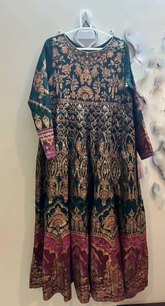 j. 3 piece long maxi frock ( blockprinting + foil work)