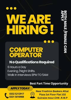 Computer operator part-time 6hours