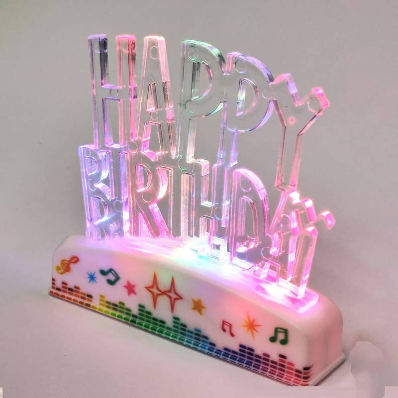 Happy Birthday Mini Led Light Candle Plastic Cake Topper 14