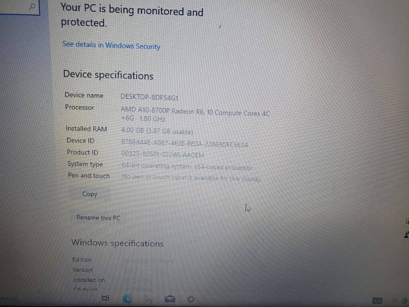 Dell laptop Amd A10 8th gen 3