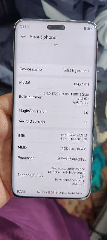 Honor Magic 6 pro Non pta 16/256 fix 173k urgent sale 4