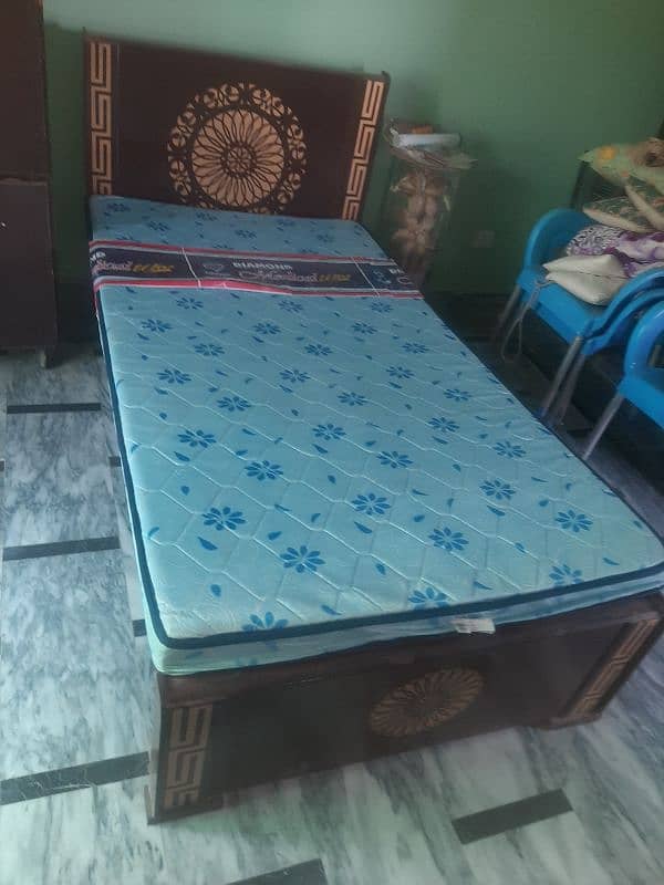 wooden single bed for sale with matress 1