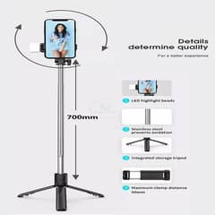 selfie stick with LED light mini tripod stand