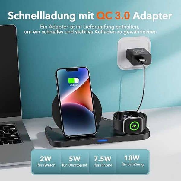 KKM Wireless Charger 3 in 1 QI Inductive Charging Station 4