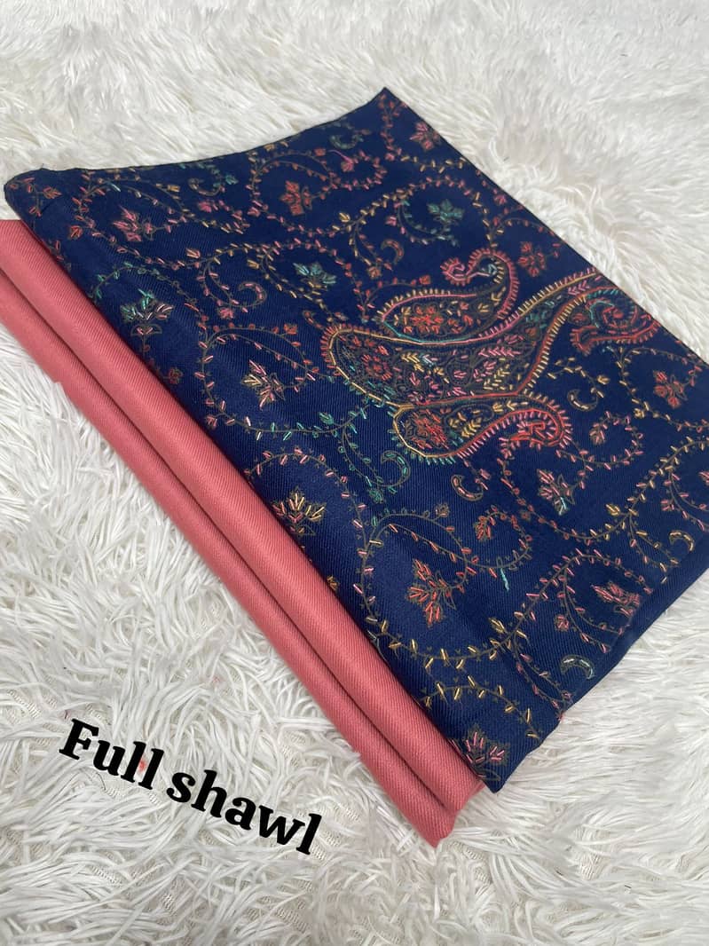 3 pcs pashmina suit with embroidered shawl 6