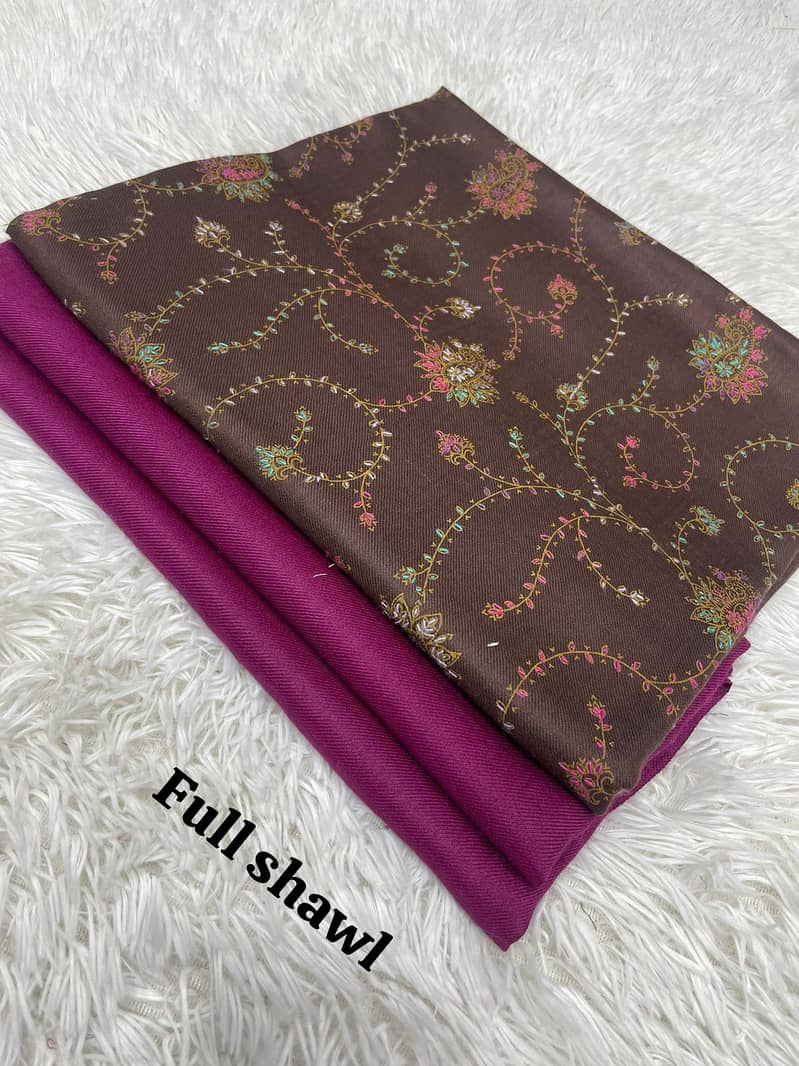 3 pcs pashmina suit with embroidered shawl 9