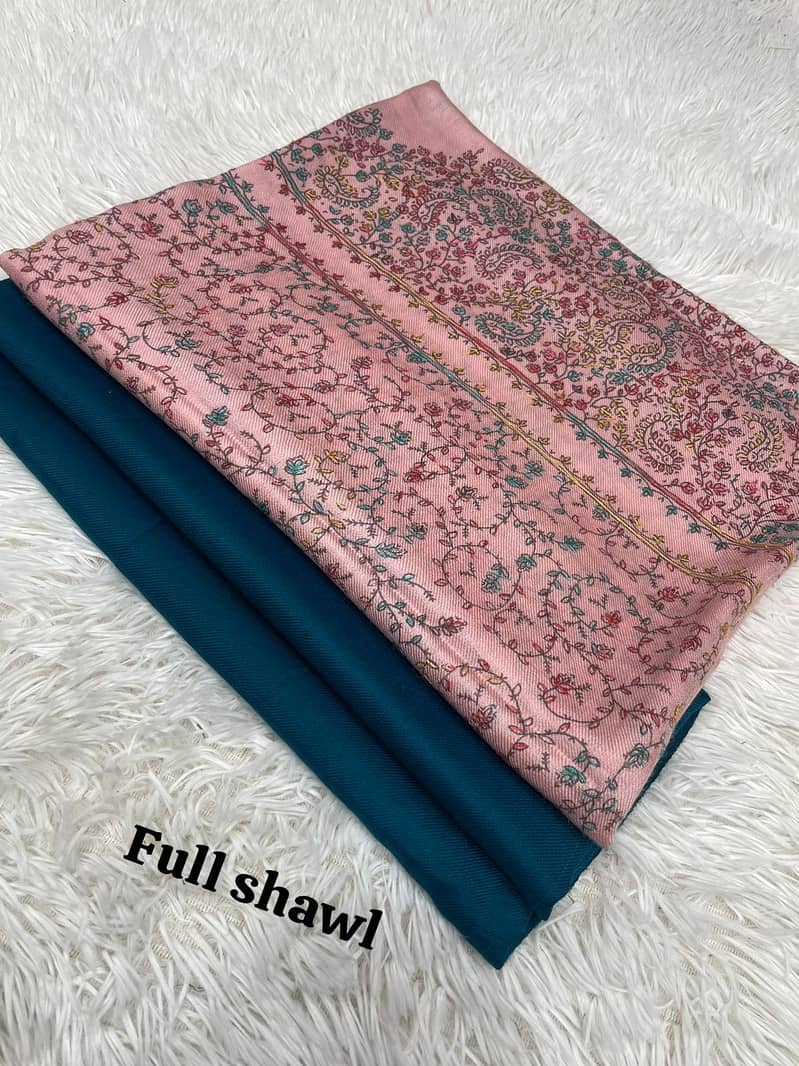 3 pcs pashmina suit with embroidered shawl 12