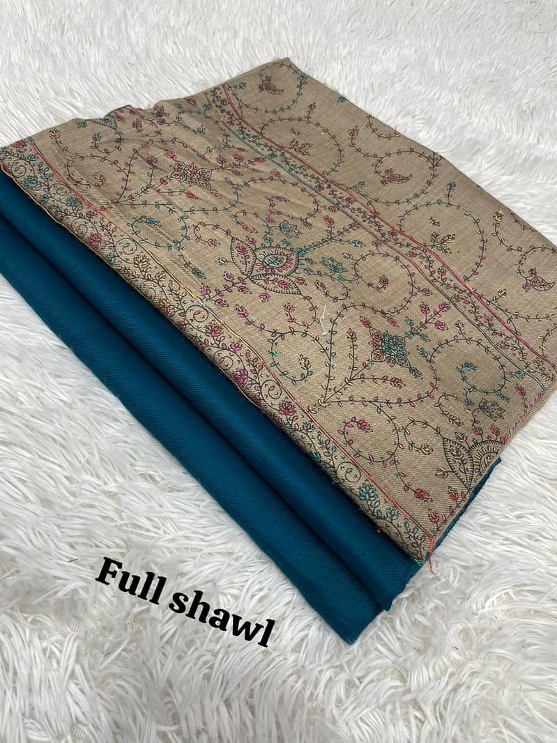 3 pcs pashmina suit with embroidered shawl 18