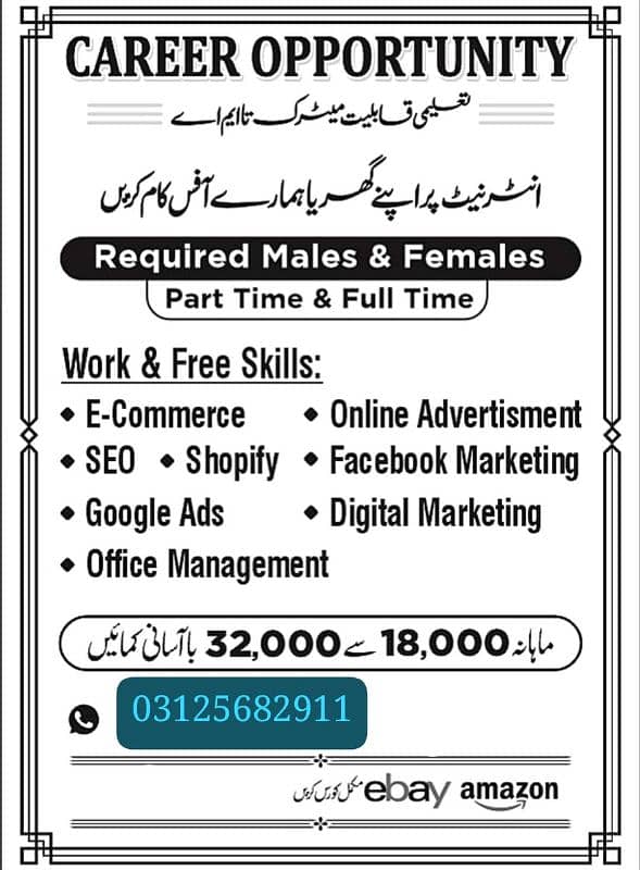 we are hiring male and female staff for office work 0