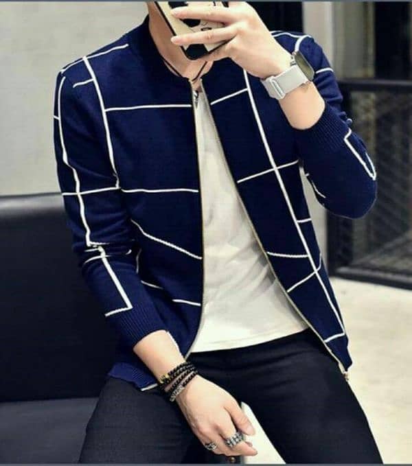 Fashion Men Casual Blazer Autumn Slim Plaid Single Trench Coat 1