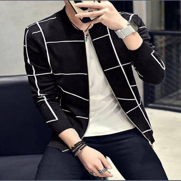 Fashion Men Casual Blazer Autumn Slim Plaid Single Trench Coat 3