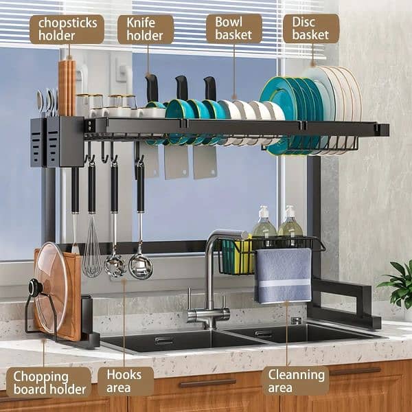 Universal carbon steel over sink dish drying rack 1