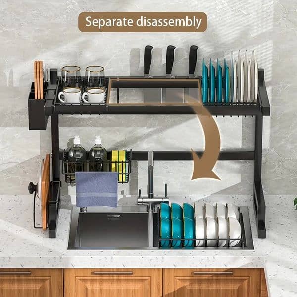 Universal carbon steel over sink dish drying rack 2