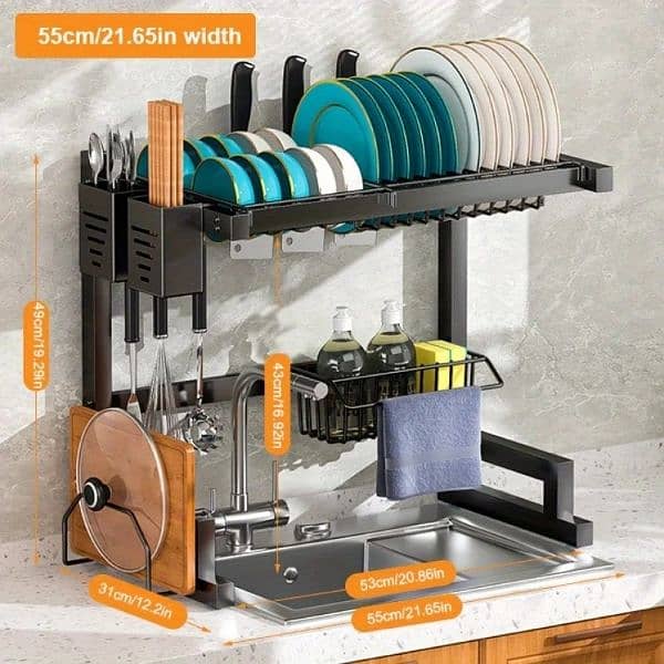 Universal carbon steel over sink dish drying rack 3