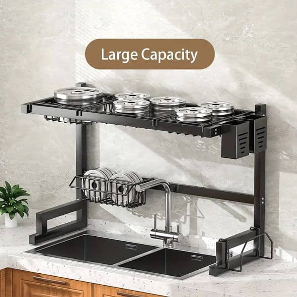 Universal carbon steel over sink dish drying rack 6