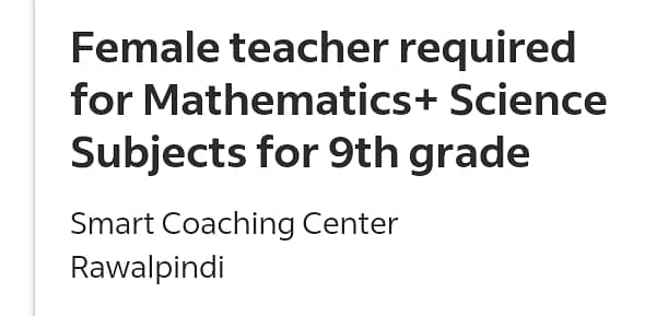 Principal & Teachers Require (Only Females) 0