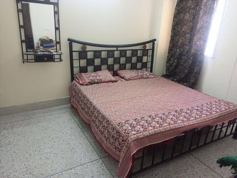 iron bed with mattress and dressing mirror 0