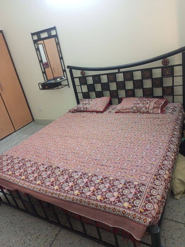 iron bed with mattress and dressing mirror 1