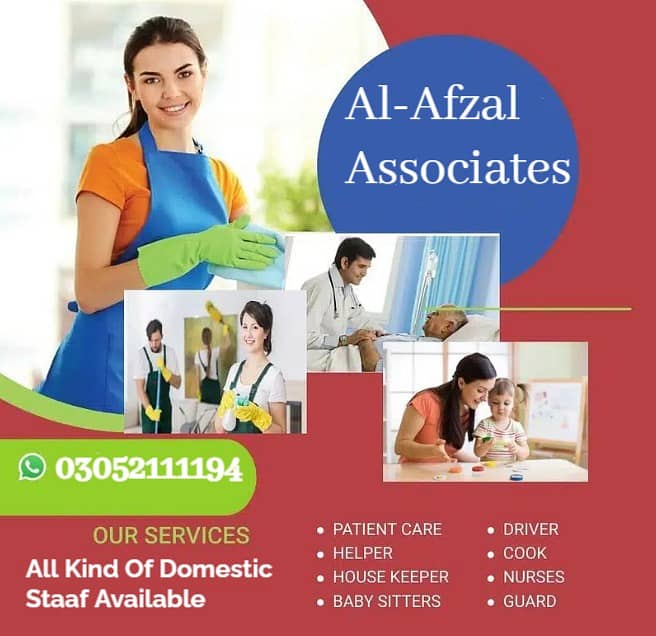 Domestic staff we Provide ( Maids, Babysitter, Cook, Attendent Etc ) 0