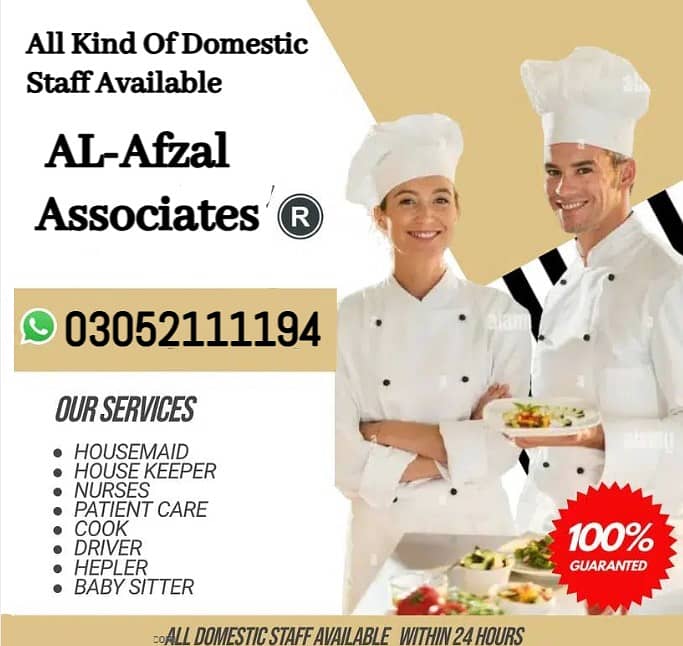 Domestic And Maid Staff Available / Domestic staff , Cook , Driver - 0