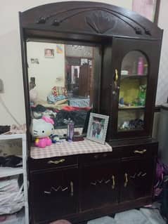 A pure wooden bed with dressing table