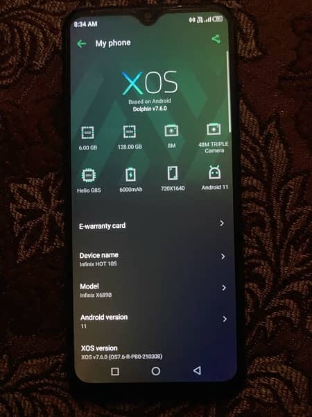 infinix hot10s 6/128 with box  exchange possible 0