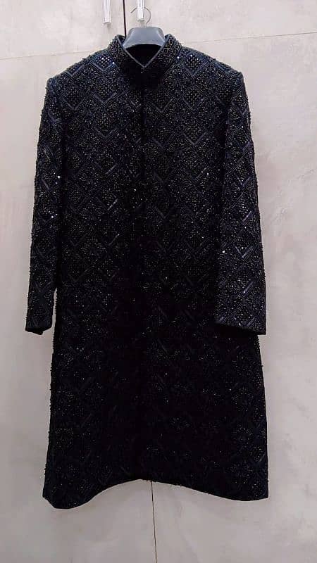 Black velvet handmade sherwani 1