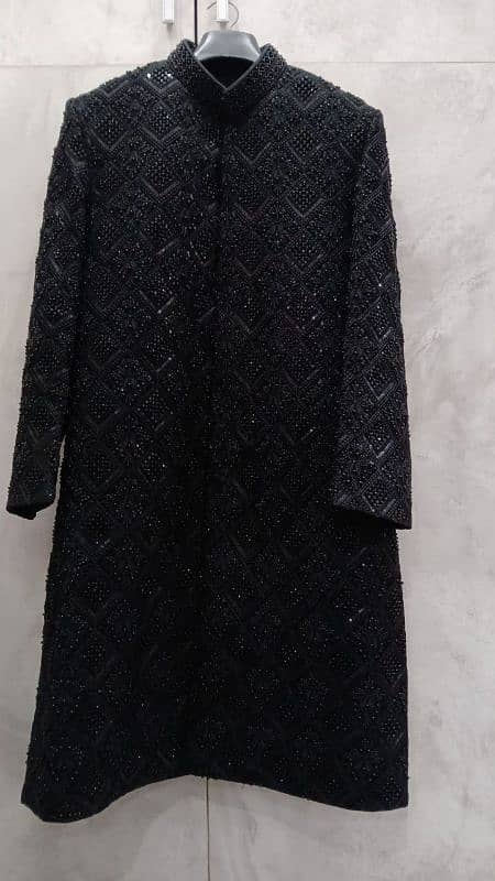 Black velvet handmade sherwani 4