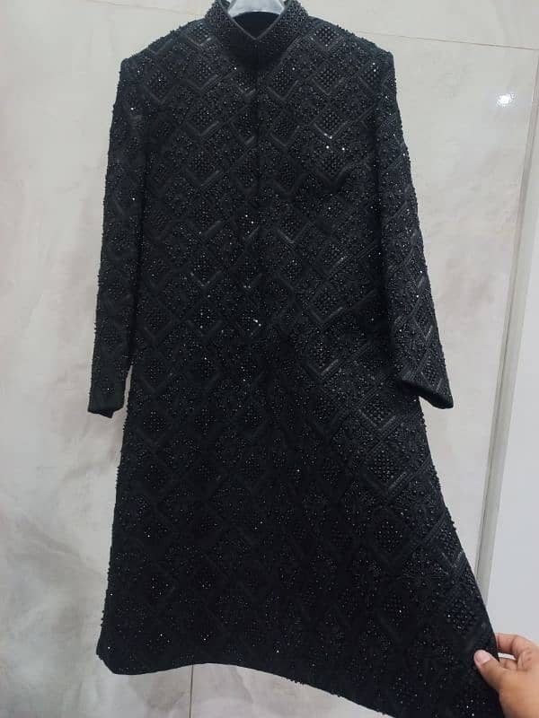 Black velvet handmade sherwani 5