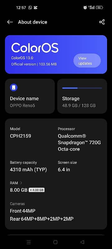 Oppo Reno 5 Ram 4+8 Rom 128 5