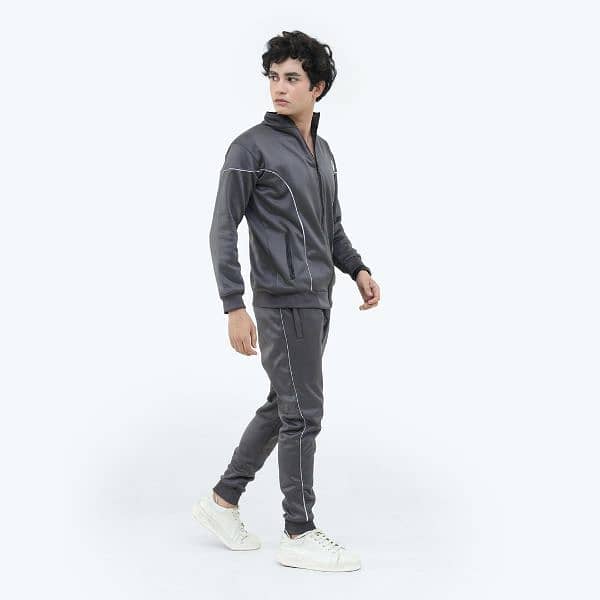 2 PCS Men's Fleece Plain Zipper Tracksuit 0