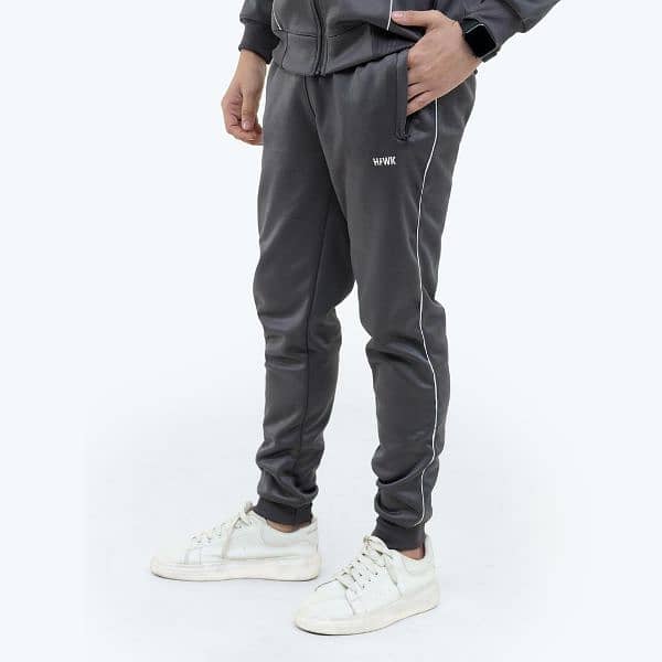 2 PCS Men's Fleece Plain Zipper Tracksuit 2