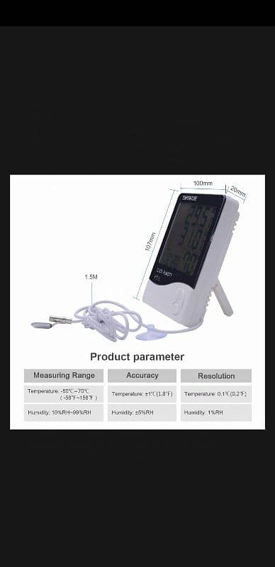 HTC-2 Digital LCD Temperature Humidity Meter Indoor / Outdoor 5